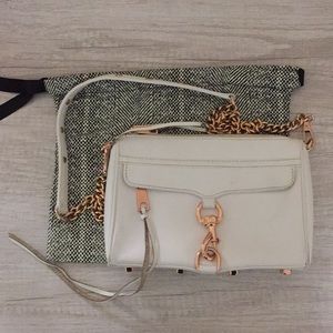 Rebecca Minkoff mini mac white and rose gold
